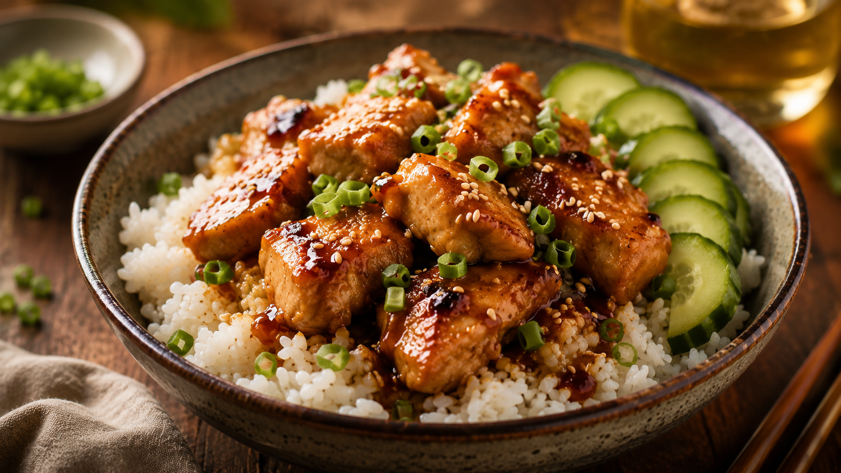 Honey Garlic Chicken Rice Bowl