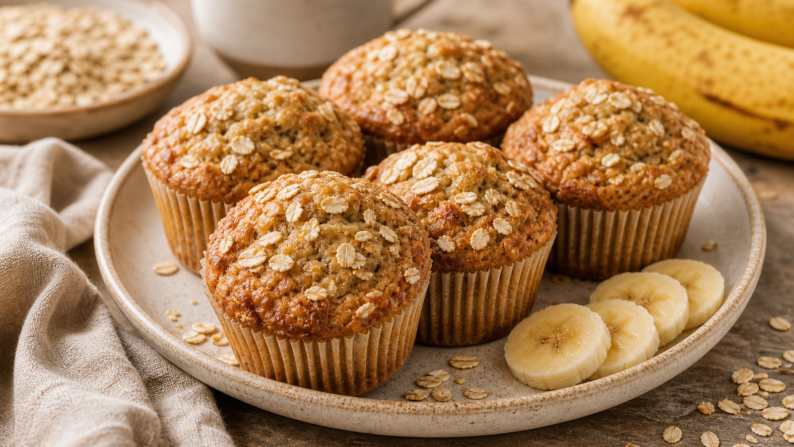 Banana Oat Breakfast Muffins