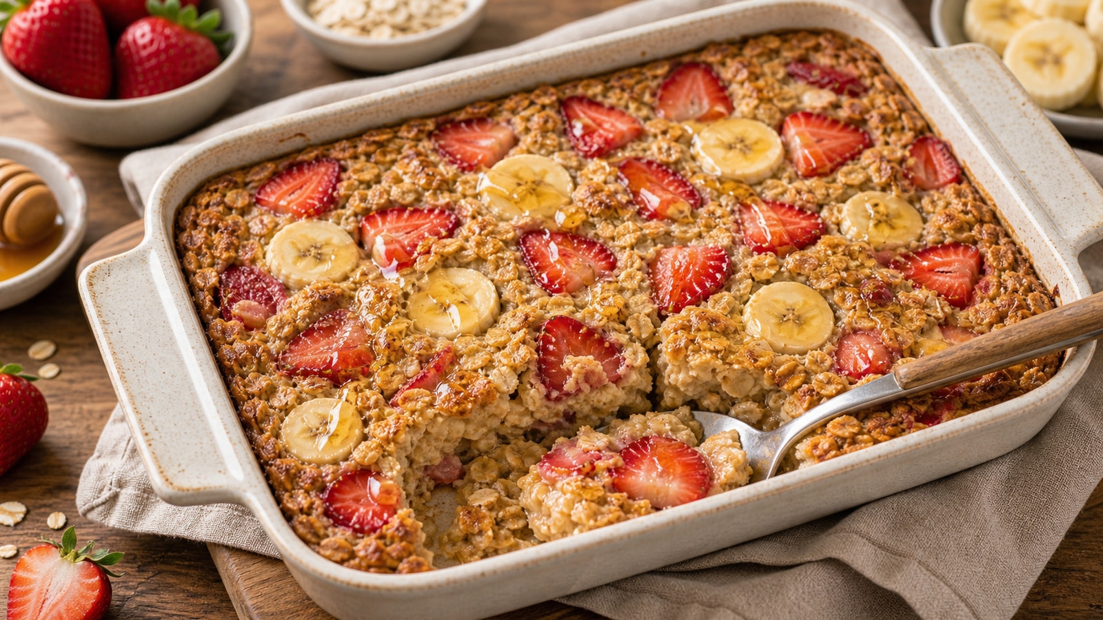 Strawberry Banana Baked Oatmeal