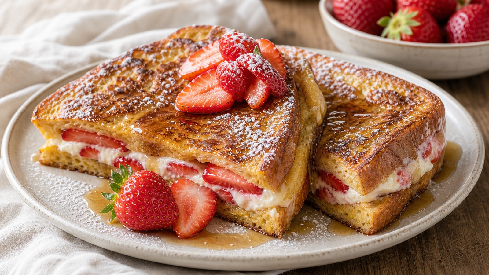 Strawberry Cream Cheese Stuffed French Toast