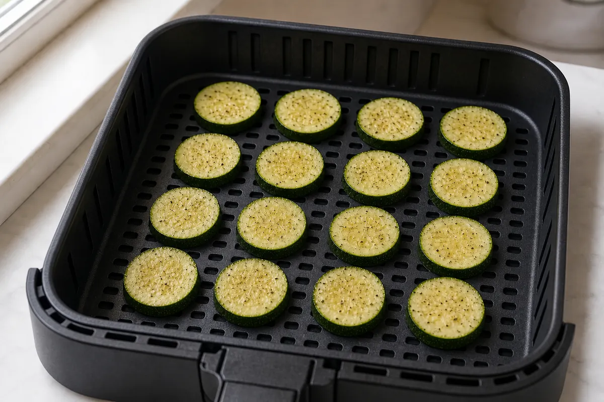 Pre cook the rounds for Air Fryer Zucchini Pizza Bites
