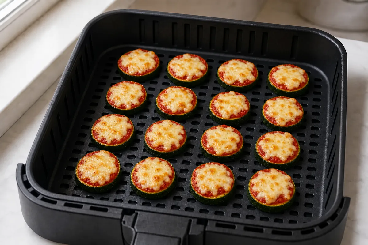 Finish in the air fryer for Air Fryer Zucchini Pizza Bites