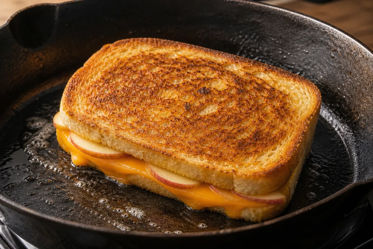 Cook slowly for Apple Cheddar Grilled Cheese