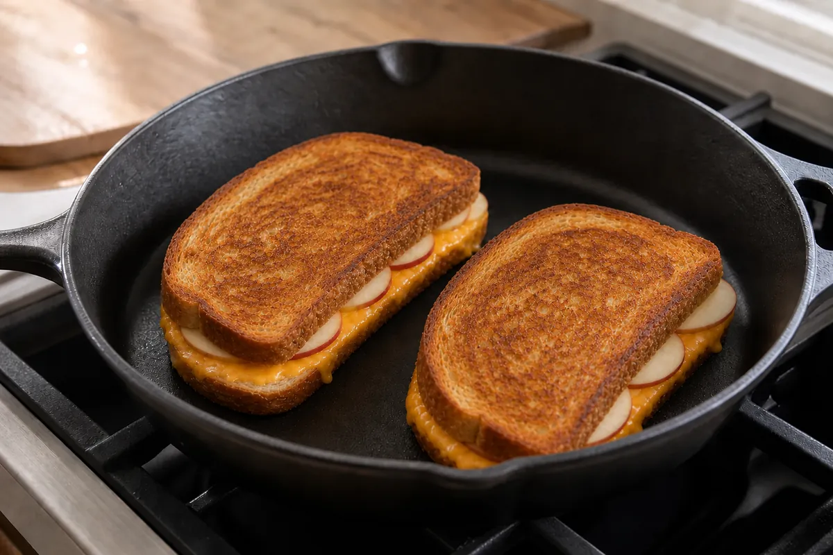 Flip and finish for Apple Cheddar Grilled Cheese