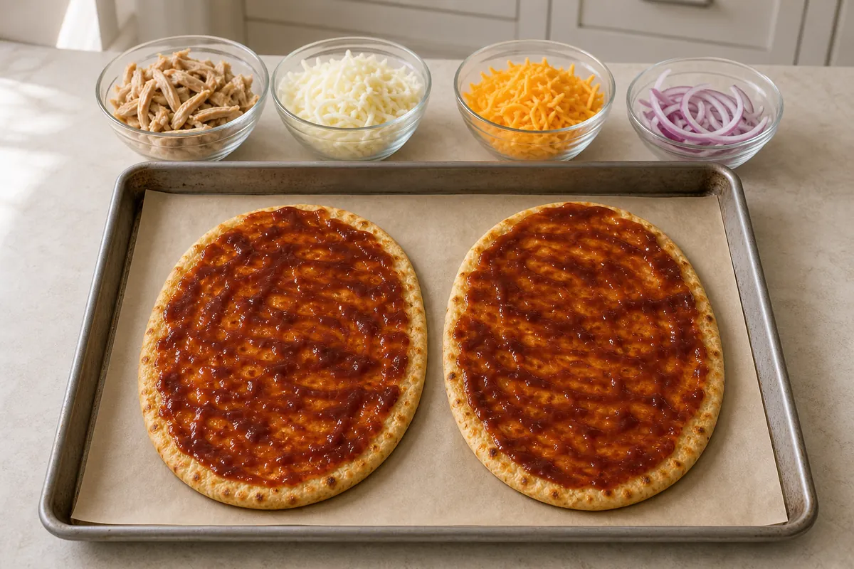 Add sauce for BBQ Chicken Flatbread