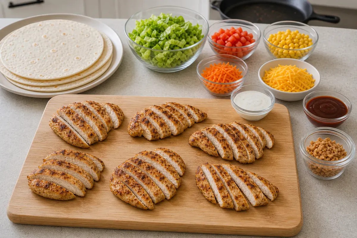 Prepare the wrap fillings for BBQ Chicken Ranch Wraps