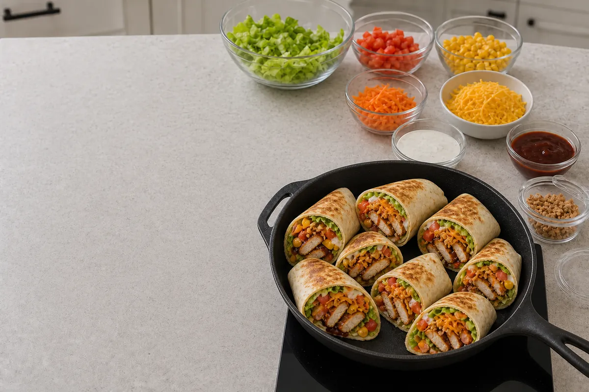 Toast cut and serve for BBQ Chicken Ranch Wraps