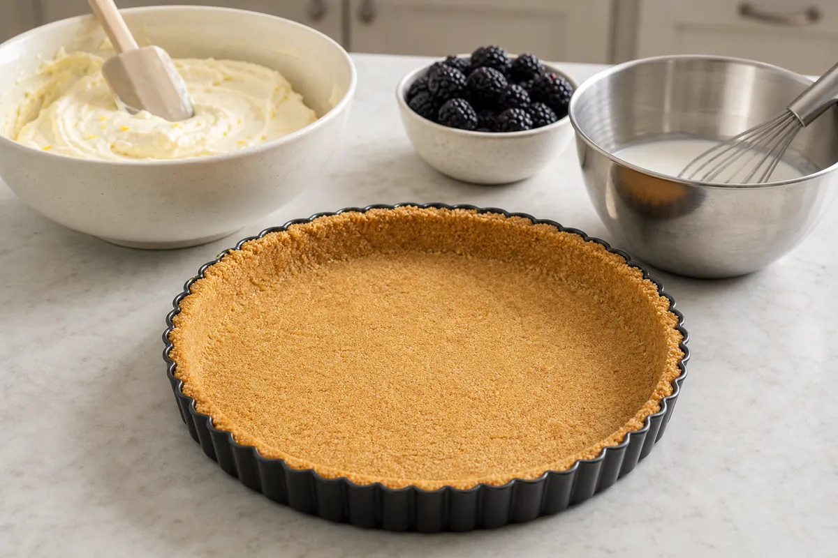 Form the crust for Blackberry Lemon No-Bake Tart