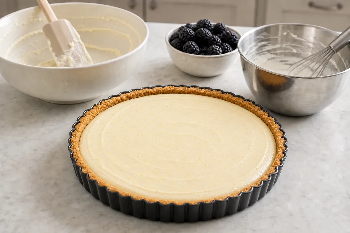 Fill and set for Blackberry Lemon No-Bake Tart
