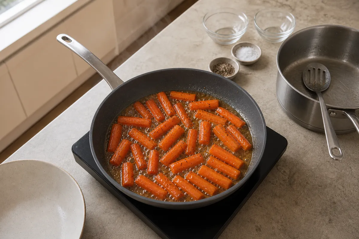 Glaze the carrots for Brown Sugar Glazed Carrots