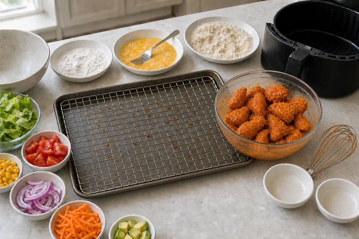 Sauce the chicken for Buffalo Chicken Ranch Salad
