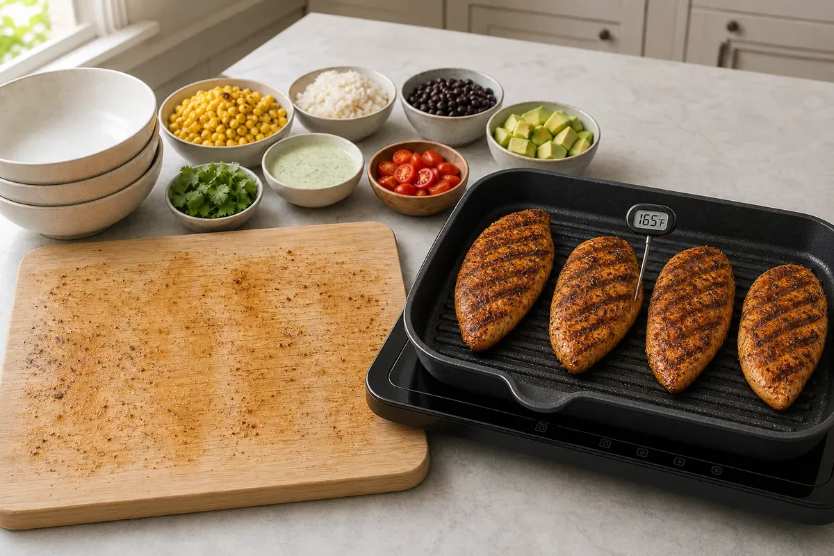 Cook the cajun chicken for Cajun Grilled Chicken Corn Bowls