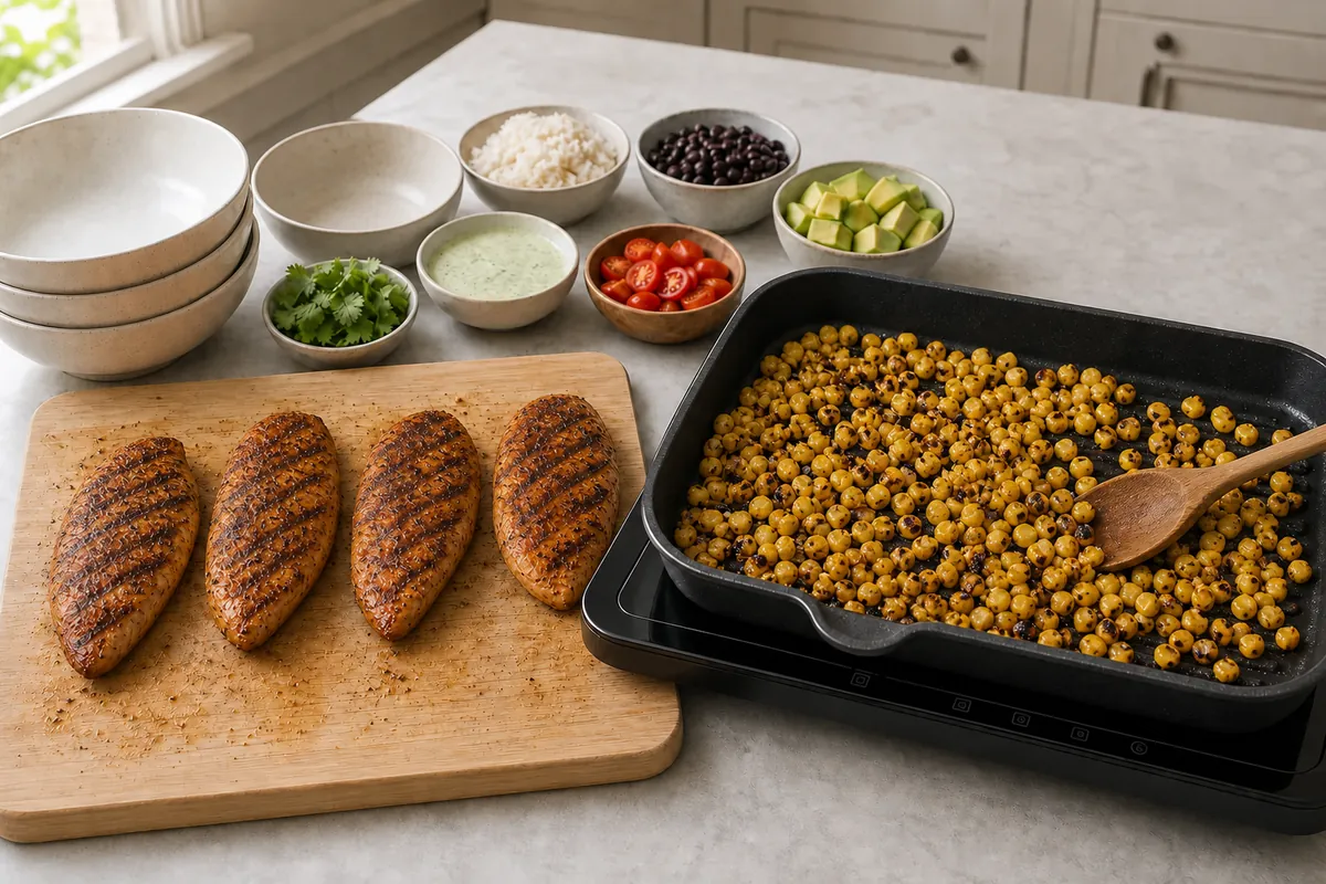 Char the corn for Cajun Grilled Chicken Corn Bowls