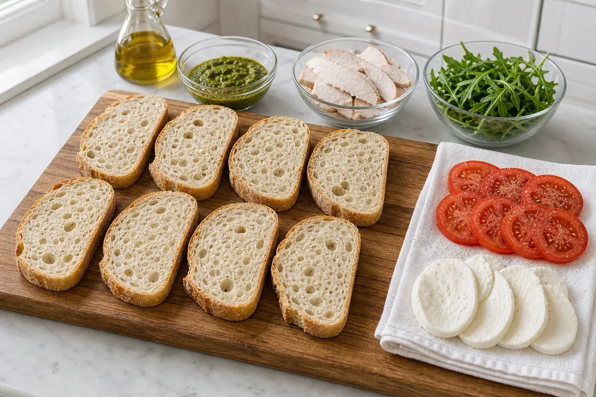 Dry the moist ingredients for Caprese Pesto Turkey Panini