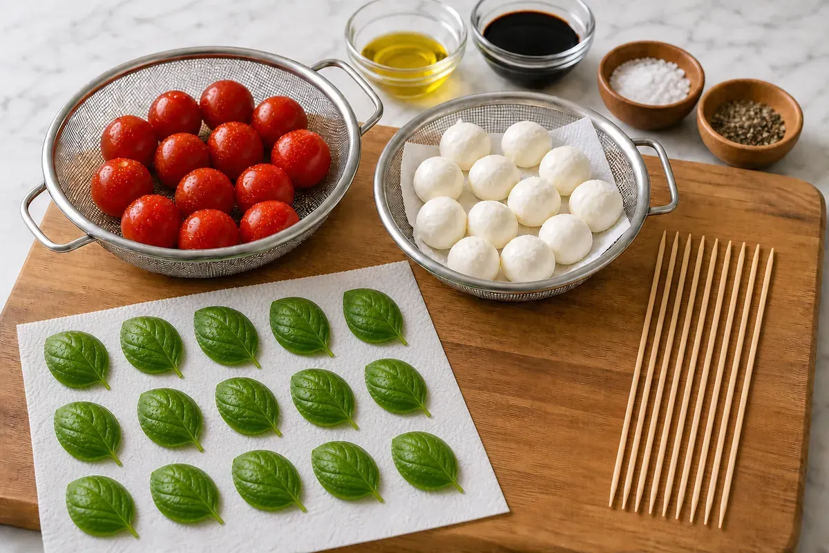 Prepare the ingredients for Caprese Skewers