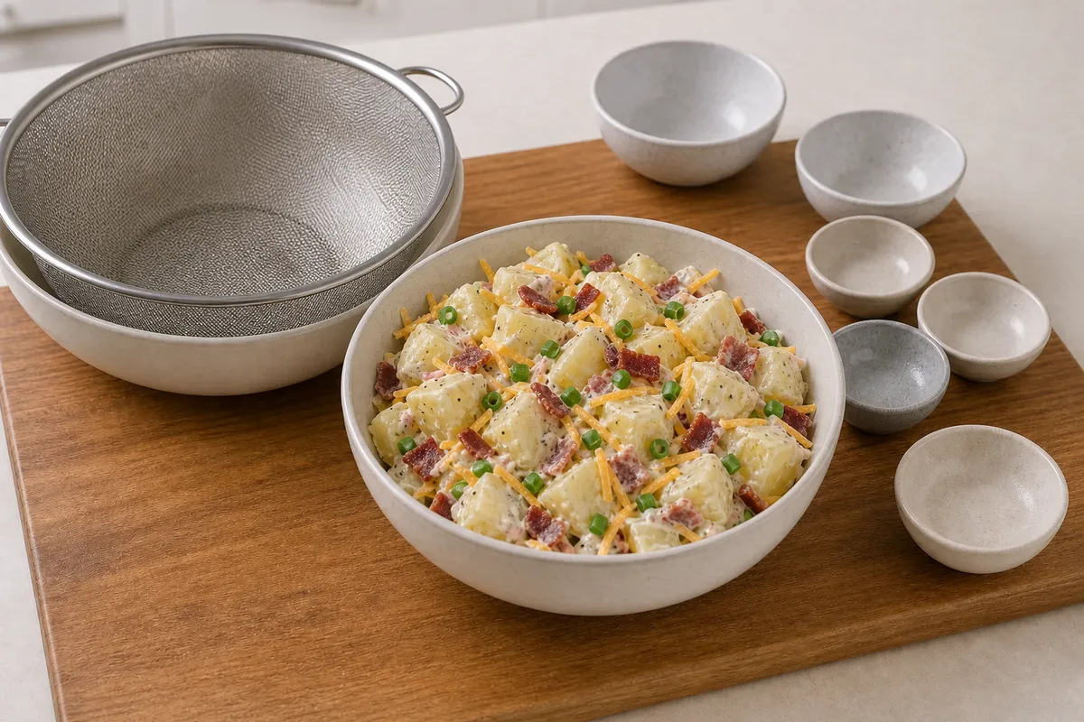 Combine for Cheddar Bacon Ranch Potato Salad