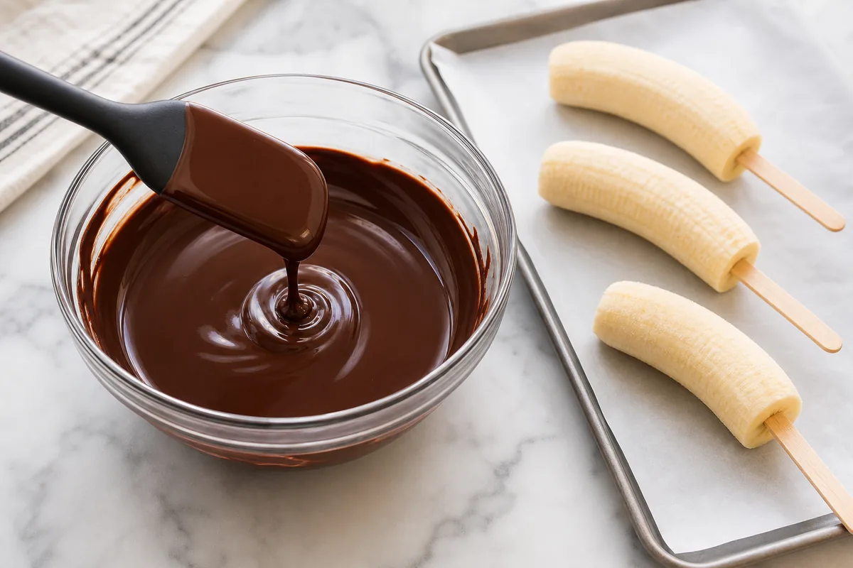 Melt the chocolate for Chocolate-Covered Frozen Bananas
