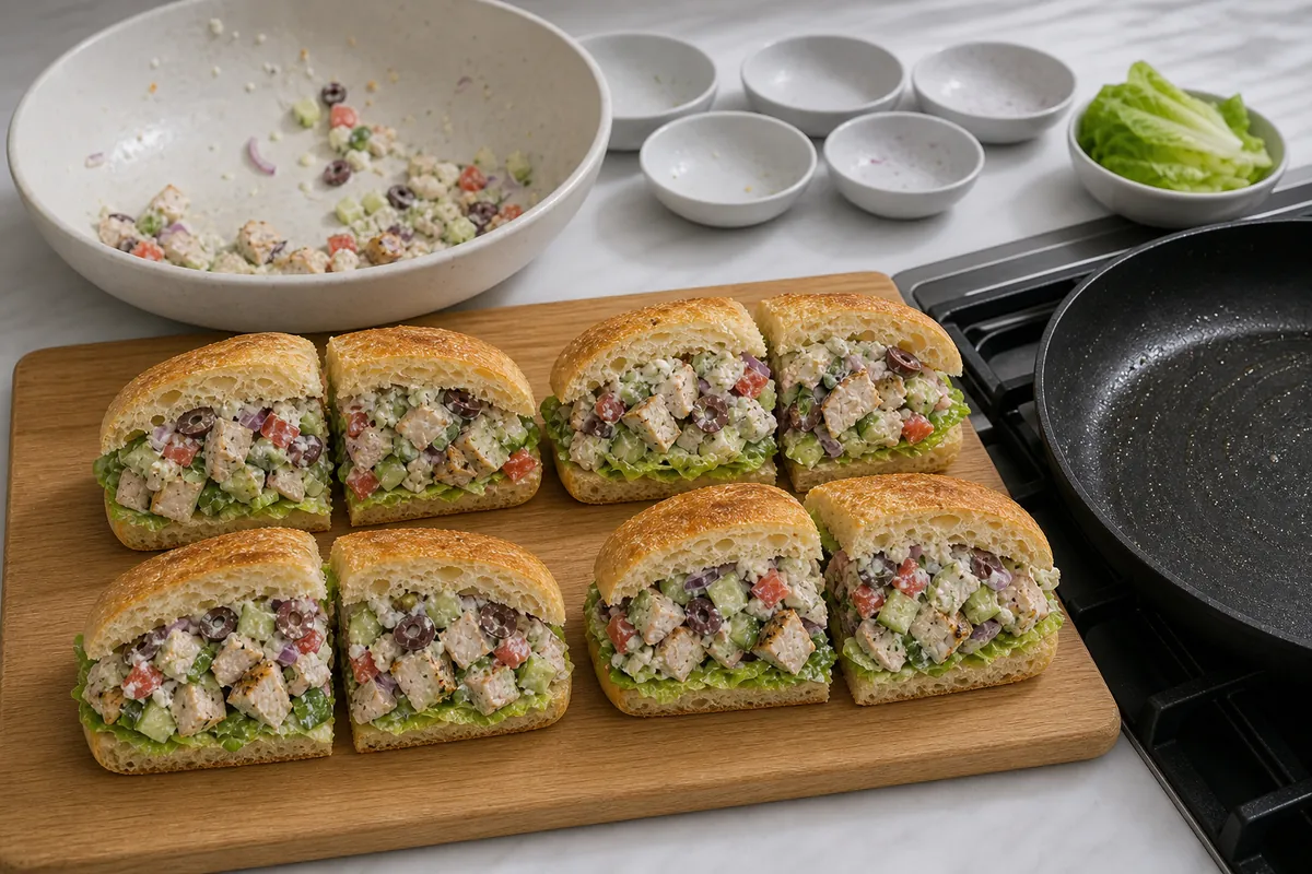 Assemble for Chopped Greek Chicken Sandwich