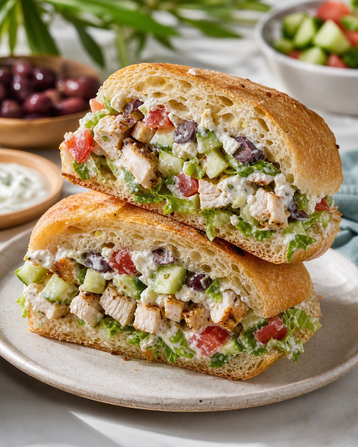 Chopped Greek Chicken Sandwich