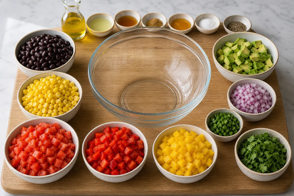 Dice evenly for Cowboy Caviar Avocado Salad