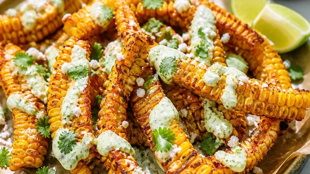 Finished Crispy Air Fryer Corn Ribs ready to serve