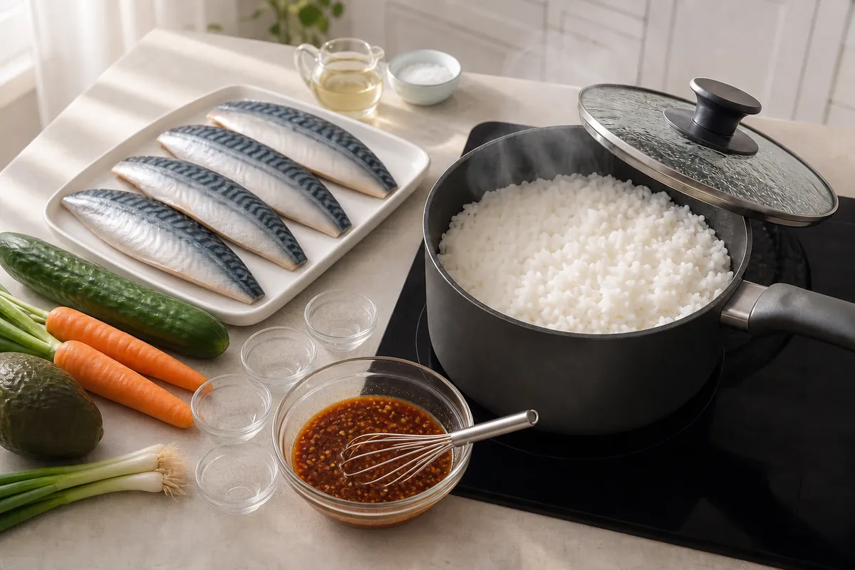 Mix the sauce for Crispy Mackerel Rice Bowls
