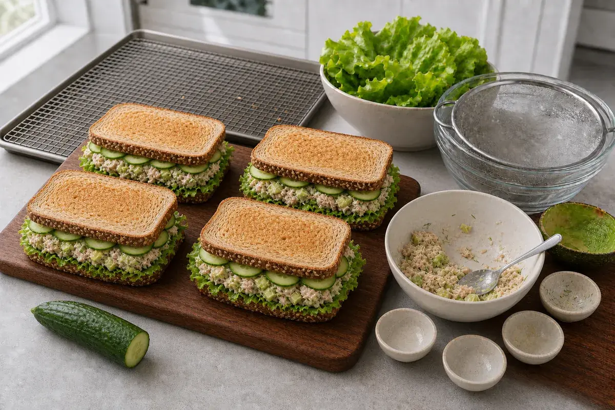Assemble for Cucumber Avocado Tuna Sandwich