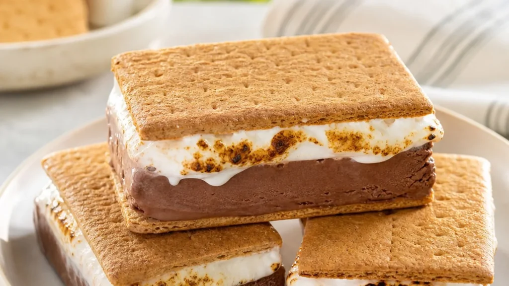 Finished Frozen S’mores Sandwiches ready to serve