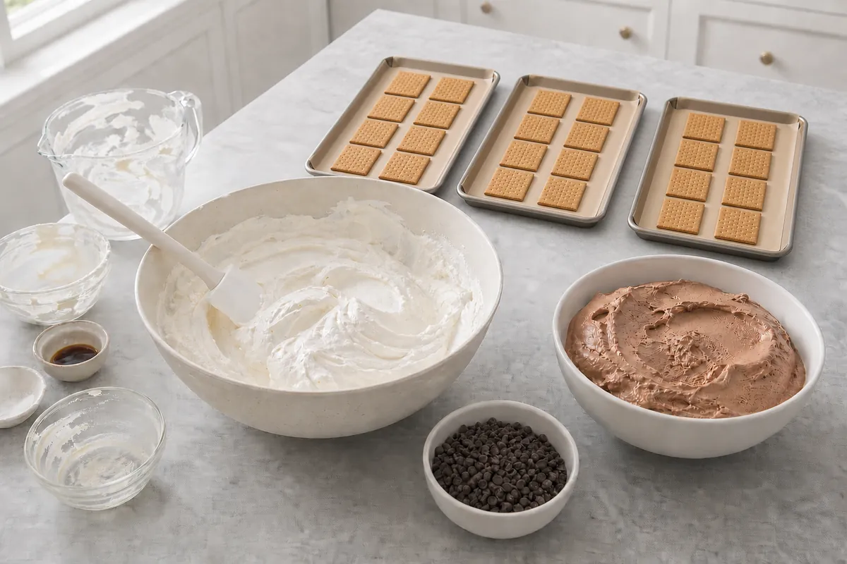 Make the marshmallow filling for Frozen S’mores Sandwiches