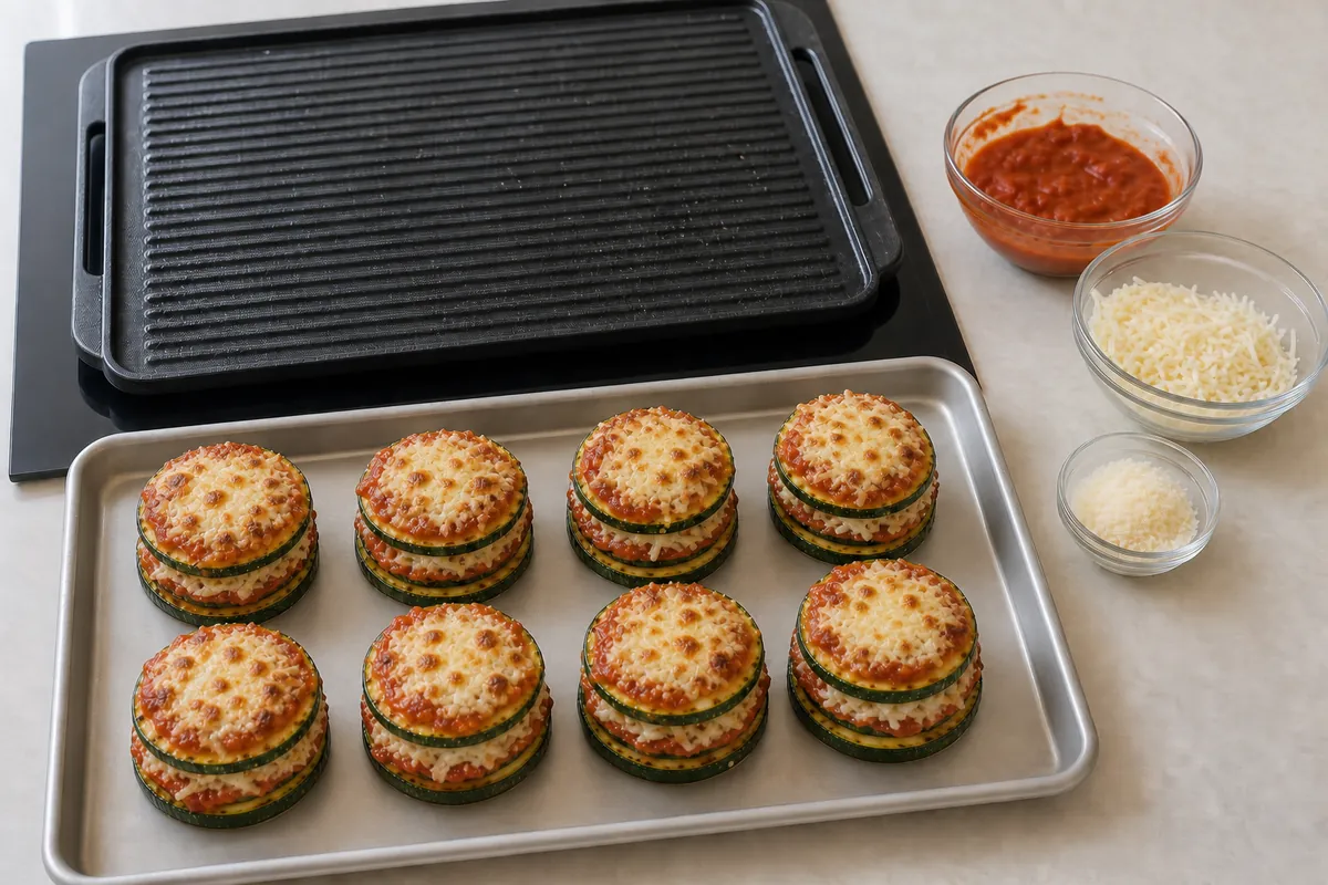 Melt and brown for Grilled Zucchini Parmesan Stacks
