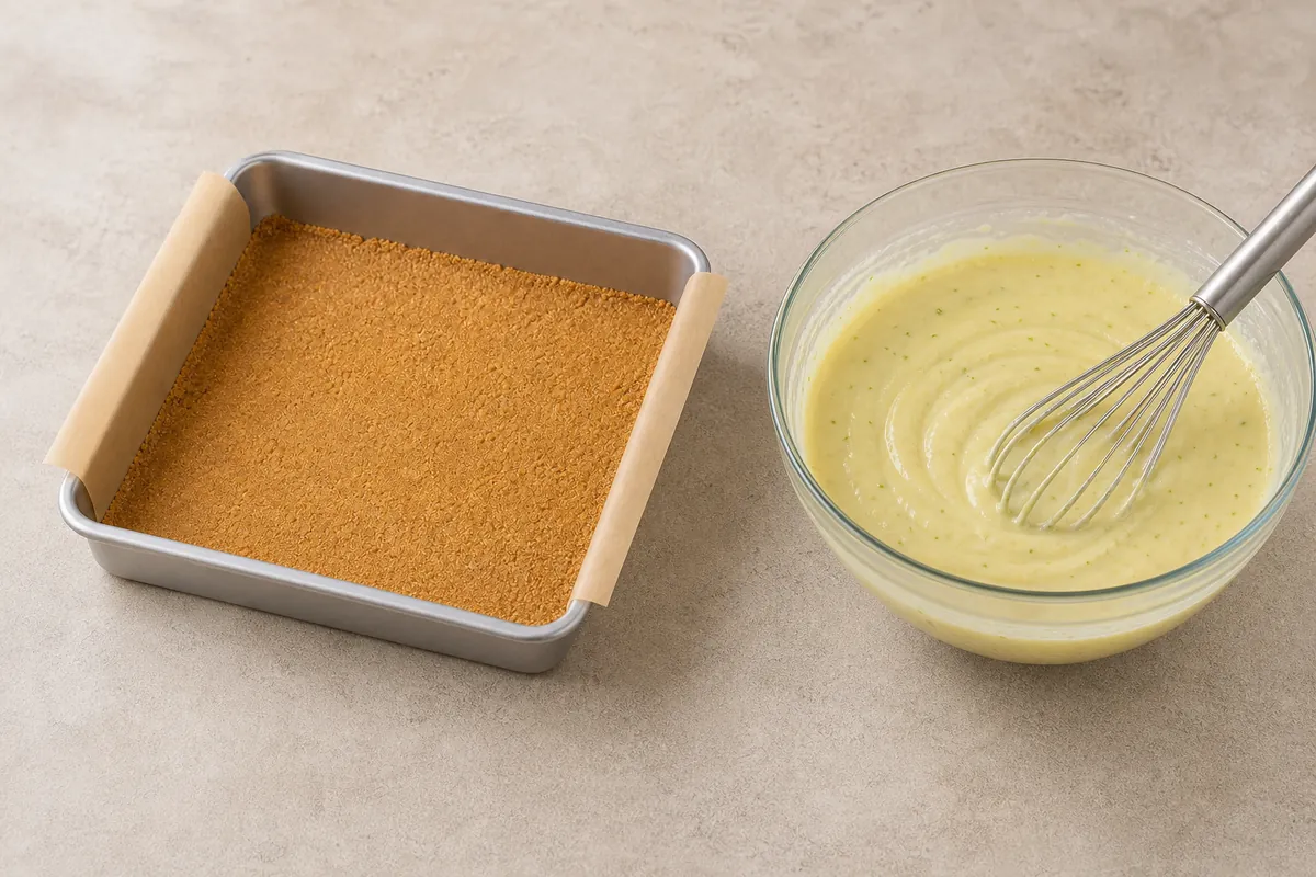 Mix the filling for Key Lime Pie Bars