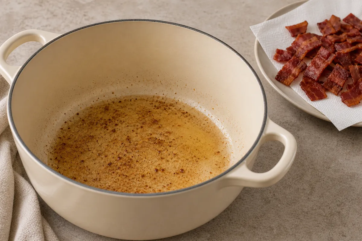 Cook the bacon for Loaded Baked Potato Soup