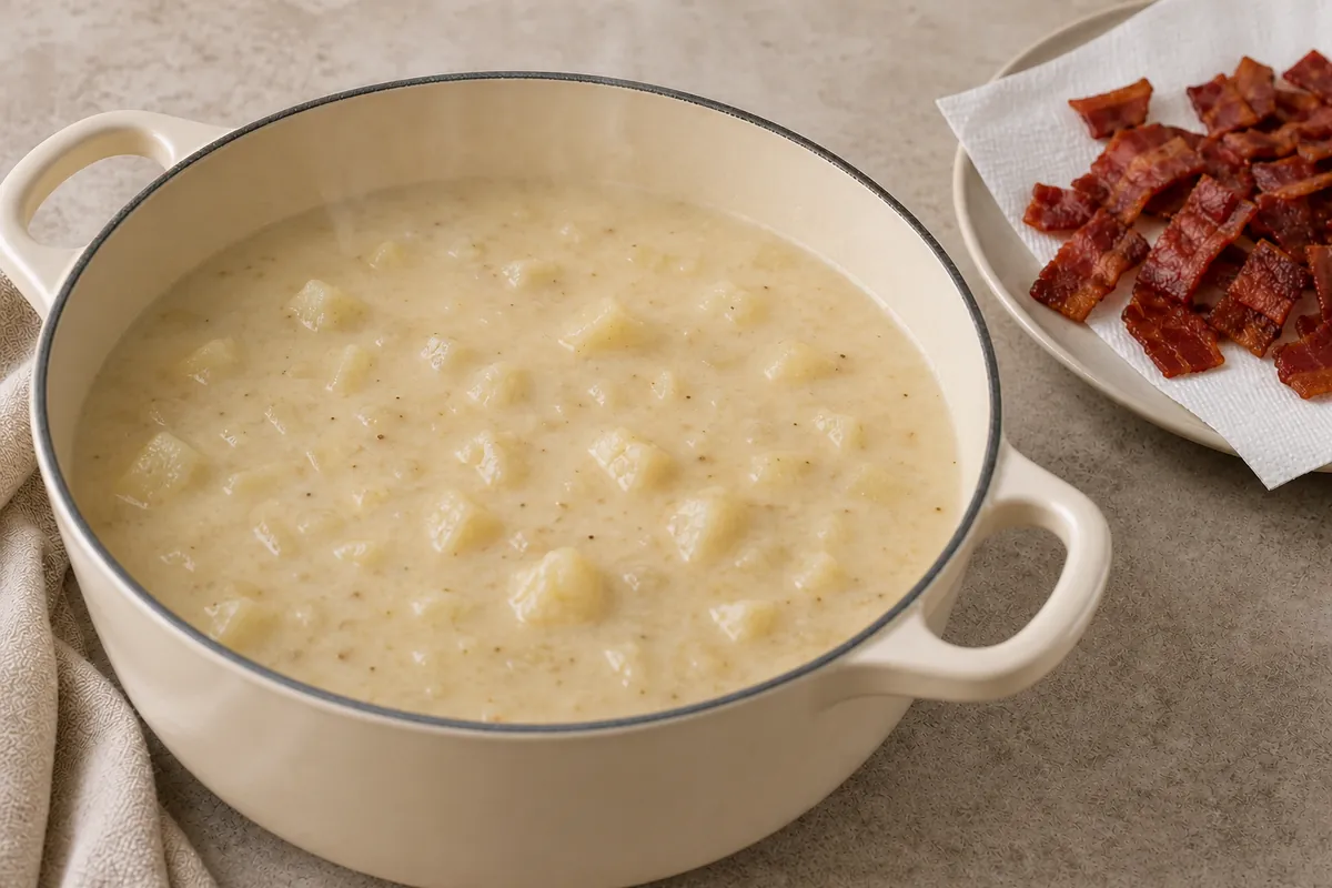 Simmer the potatoes for Loaded Baked Potato Soup