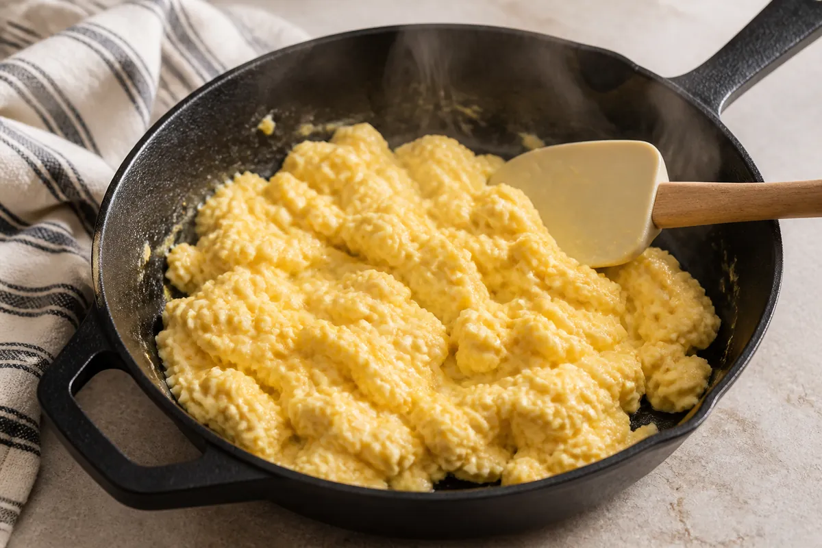 Scramble the eggs for Loaded Breakfast Nachos
