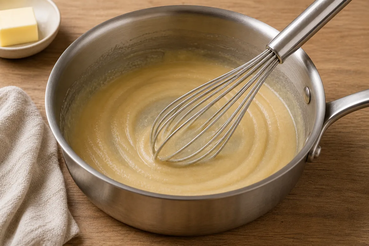 Make the roux for Macaroni and Cheese Bake