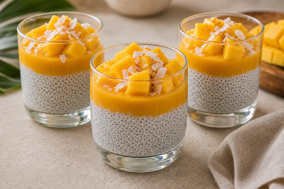Layer and serve for Mango Coconut Chia Pudding