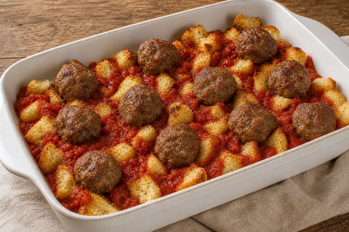Assemble for Meatball Sub Casserole