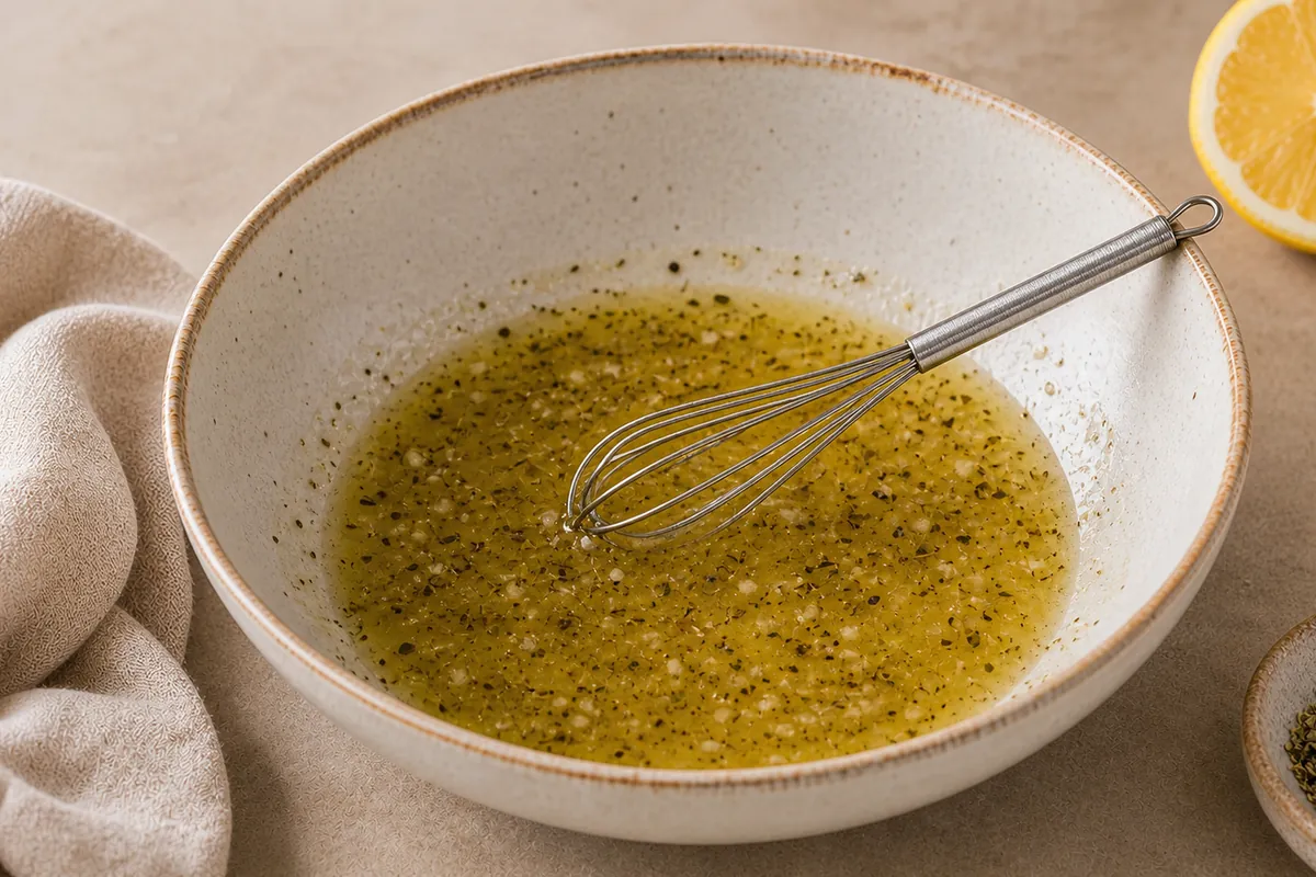 Make the dressing for Mediterranean Chickpea Salad