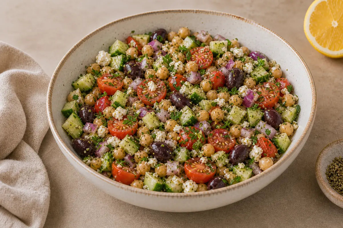 Toss for Mediterranean Chickpea Salad