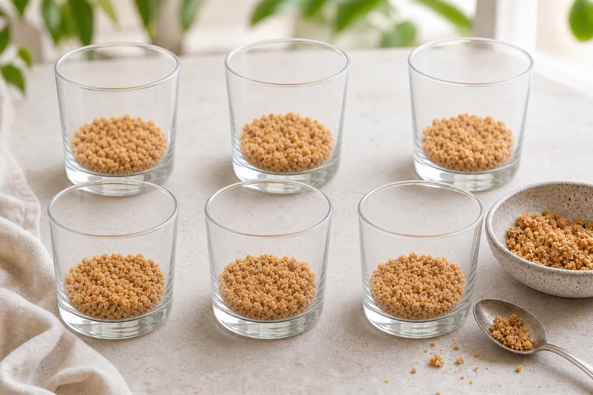 Prepare the crumbs for No-Bake Banoffee Pudding Trifles