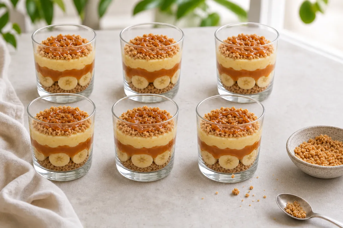 Build the trifles for No-Bake Banoffee Pudding Trifles