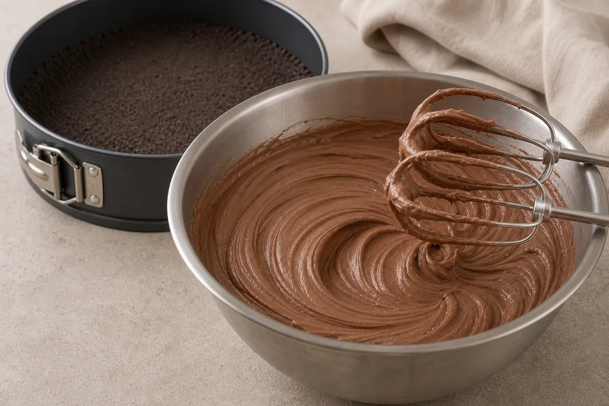 Make the base for No Bake Chocolate Cheesecake