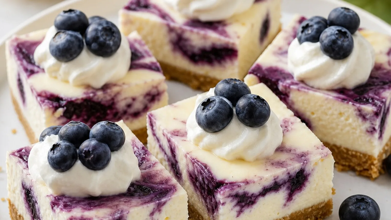 No-Bake Lemon Blueberry Cheesecake Bars
