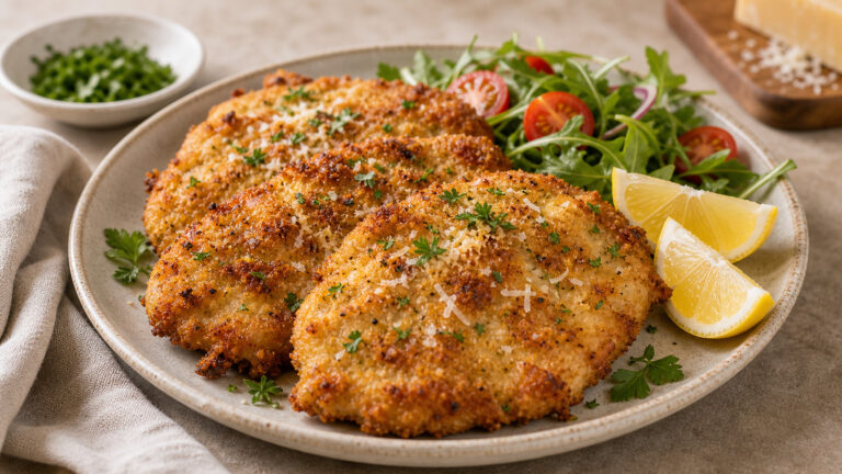 Parmesan Crusted Chicken recipe served fresh with a beautiful homemade presentation