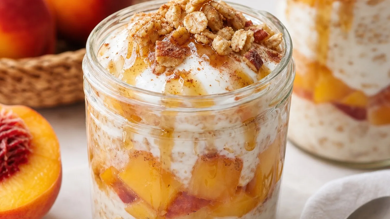 Peach Cobbler Overnight Oats