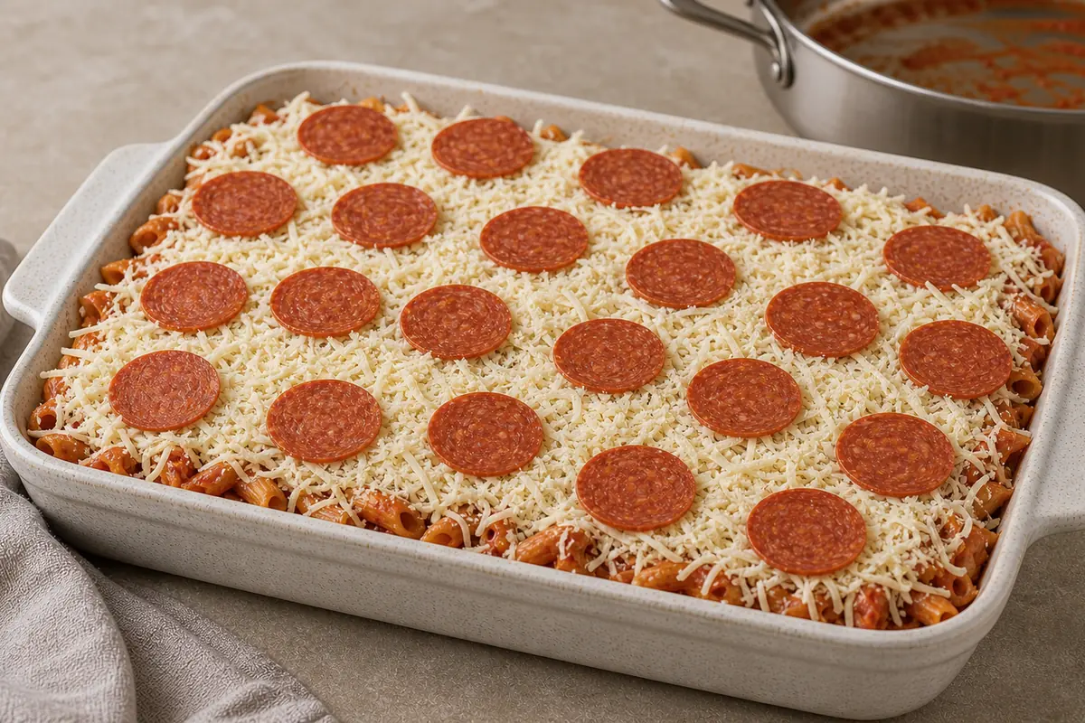Assemble for Pepperoni Pizza Casserole