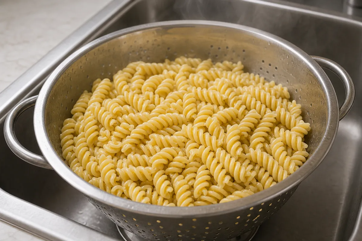 Cook the pasta for Pesto Caprese Pasta Salad