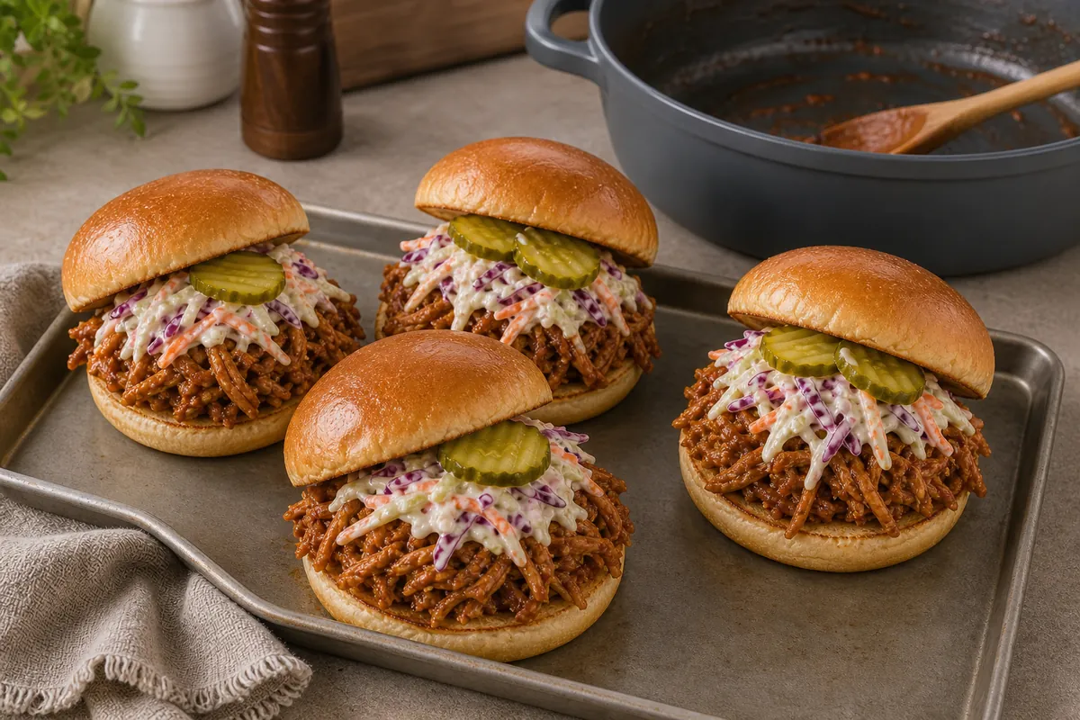 Assemble for Pulled Chicken Sandwiches