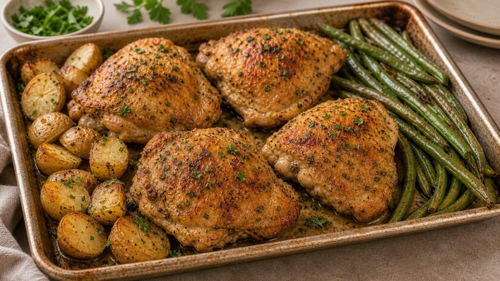 Ranch Roasted Chicken Thighs recipe served fresh with a beautiful homemade presentation