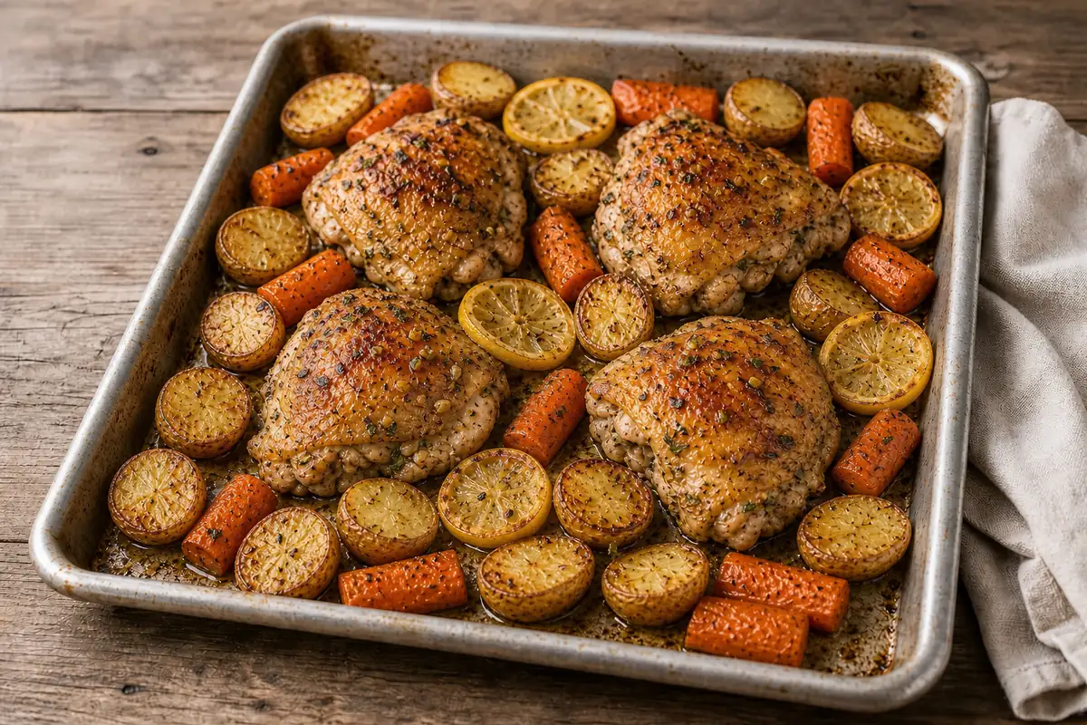 Roast for Sheet Pan Lemon Garlic Chicken